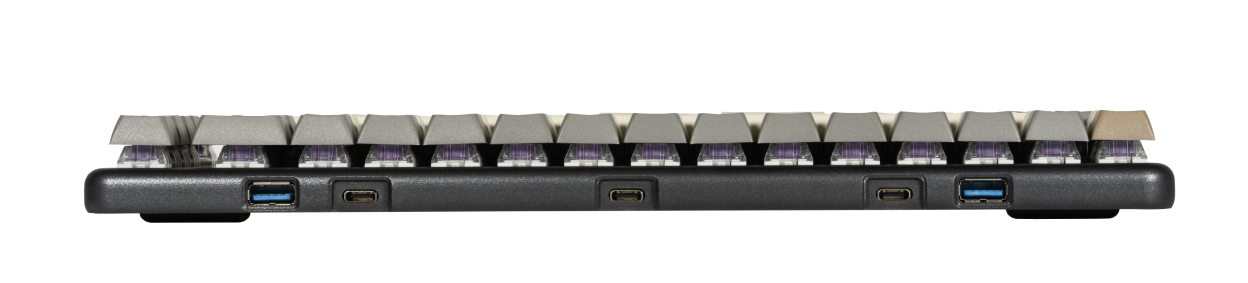USB-A and USB-C ports on the back of the Launch keyboard.
