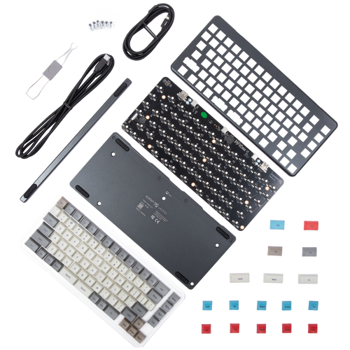 Launch Kit. Includes aluminum shell, keycaps, and custom PCB